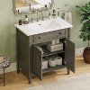 ORRD 31" Vintage Bathroom Vanity with Sink - Gray Rustic Cabinet with Curved Design, Soft Close Doors & Wood Legs - 3 of 4