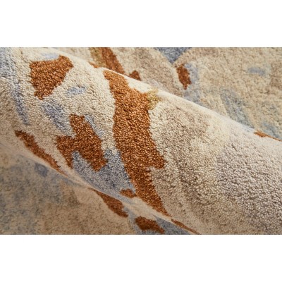 Ivory and Multi Abstract Wool Handmade 2' x 3' Area Rug