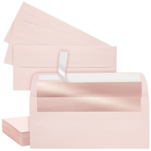 Best Paper Greetings 50-Pack #10 Blush Pink Envelopes with Metallic Rose Gold Foil Lining for Invitations, Mailing Business Letters, 4-1/8x9-1/2 in - 1 of 4