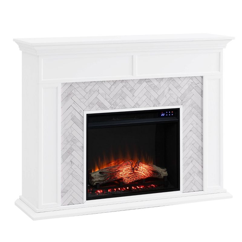 Tenmoor Marble Tiled Fireplace White - Aiden Lane, 5 of 17