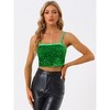 INSPIRE CHIC Women's Club Party Velvet Spaghetti Strap Crop Sequined Cami Top - 3 of 4