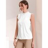 Allegra K Women's Summer Solid Ruffle Round Neck Sleeveless Button Up Shirt - 4 of 4