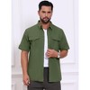 INSPIRE CHIC Men's Fishing Summer Short Sleeve Solid Cargo Shirts - 4 of 4