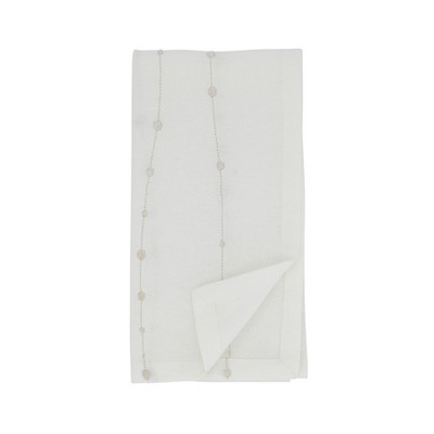 Silver Embroidered Cotton Square Napkin Set