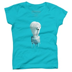 Girl's Design By Humans Polar Bear: Global warming By asitha T-Shirt - 1 of 3