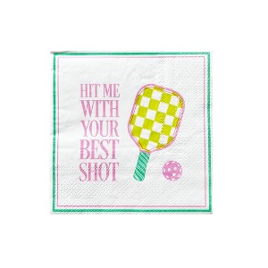 Jollity & Co. - Pickleball Social Club "Hit Me With Your Best Shot" Cocktail Napkins - Pack of 20 Paper Napkins - 1 of 3
