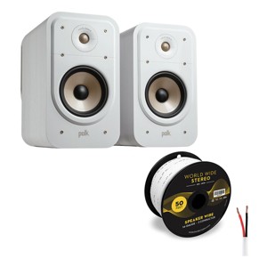 Polk Audio Signature Elite ES20 Bookshelf Speaker Pair with 14 Gauge Speaker Wire - 50 Feet (Black) - 1 of 4