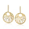 Ross-Simons Mother-Of-Pearl and .40 ct. t.w. White Topaz Circle Hoop Drop Earrings in 18kt Gold Over Sterling - 3 of 4