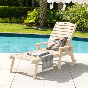 Outdoor Chaise Lounge, 79'' Oversized HDPS Chaise Lounger, 5 Positions Adjustable Lounge Chairs, Pool Lounge Chair with Wheels for Poolside, Backyard - 1 of 4