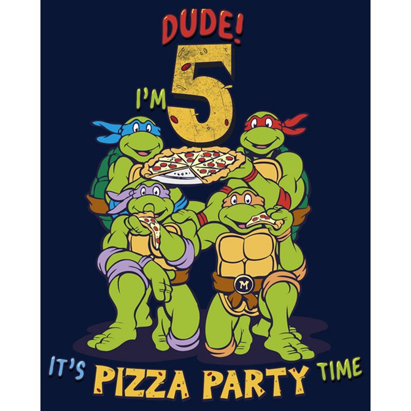 Boy's Teenage Mutant Ninja Turtles 5th Birthday Pizza Party T-Shirt, 2 of 5