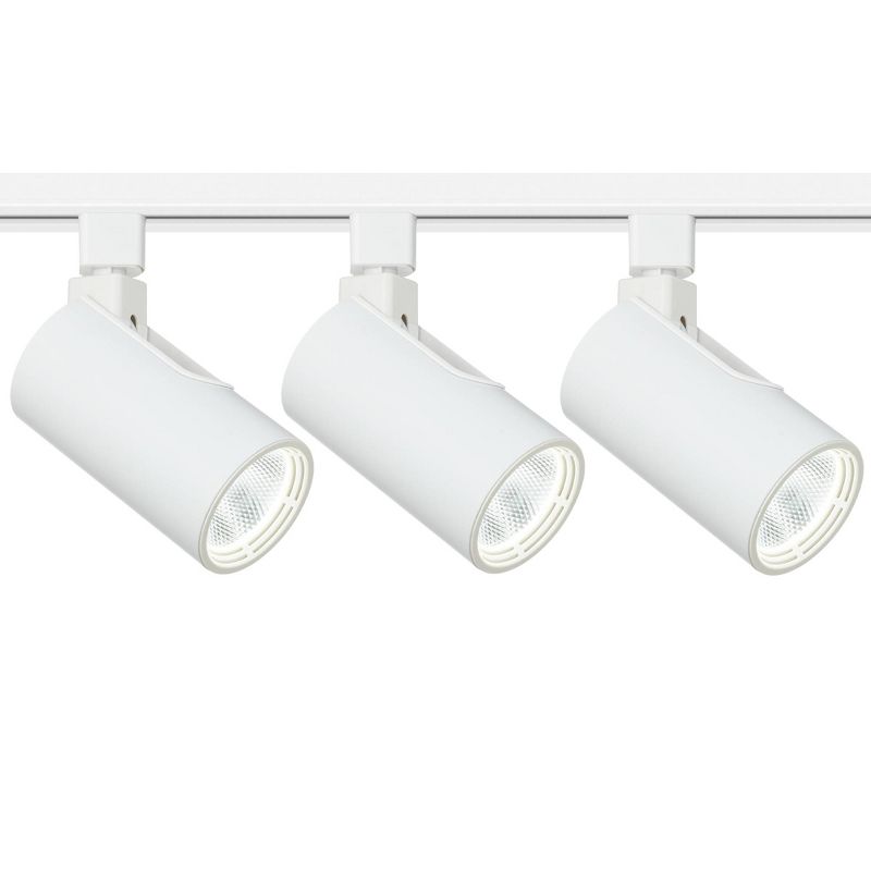 Pro Track 3-Head 20W LED Ceiling Track Light Fixture Kit Floating Canopy Spot Light Dimmable White Metal Modern Cylinder Kitchen Bathroom 48" Wide, 1 of 4