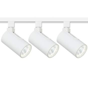 Pro Track 3-Head 20W LED Ceiling Track Light Fixture Kit Floating Canopy Spot Light Dimmable White Metal Modern Cylinder Kitchen Bathroom 48" Wide