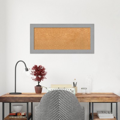 Brushed Nickel Framed Natural Cork Bulletin Board 36"