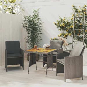 vidaXL Patio Table Gray 27.6 inches x27.6 inches x28.3 inches  Poly Rattan & Solid Acacia Wood - 1 of 4