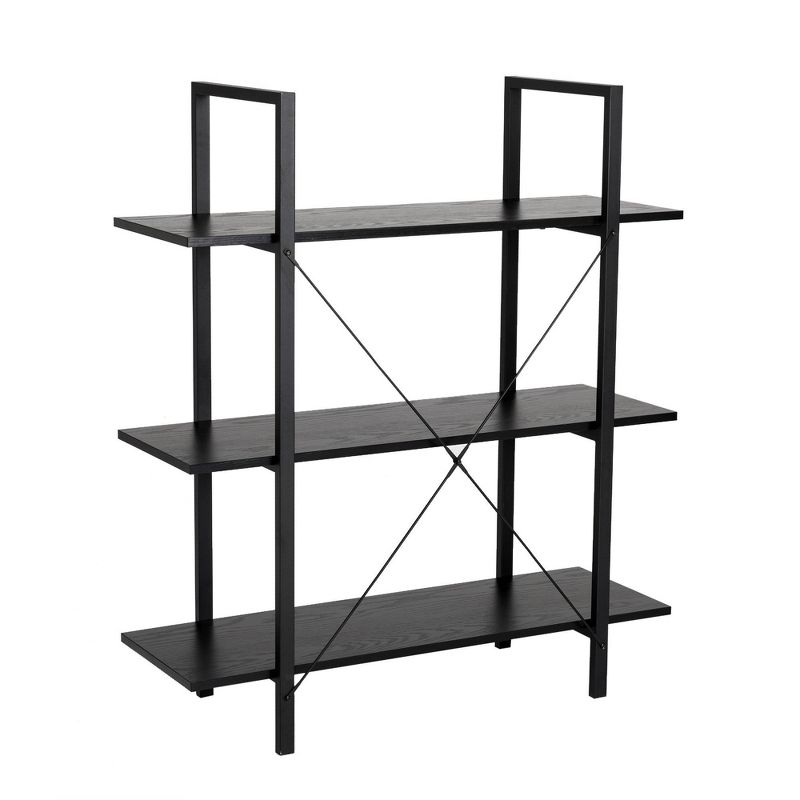 Modern Industry Metal/Wooden 3 Tier Bookcase with Shelves - Glitzhome, 4 of 9
