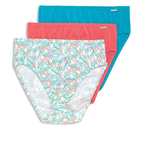 Jockey Womens Plus Size Elance French Cut 3 Pack Underwear Cuts 100% Cotton 11 Rainforest Palm
