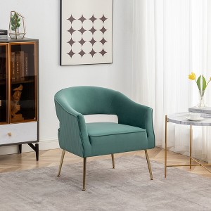 SEYNAR Modern Tufted Velvet Accent Chair with Wingback, Arms, and Metal Gold Legs for Living Room or Bedroom - 1 of 4