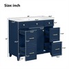 Tramull Bathroom Vanity with Ceramic Sink, Soft Close Doors, Drawers & Adjustable Shelves, Solid Wood Frame - 2 of 4