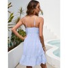 Swiss Dot Dress for Women Sleeveless V Neck Spaghetti Strap Summer Dresses Ruffle Hem Mini Dresses - 2 of 4