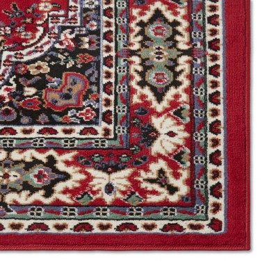 Claret and Black Traditional Medallion Area Rug, 9'2" x 12'5"