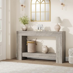 2-Tier Long Console Table Sofa Table, Farmhouse Entryway Accent Table Behind Couch for Entrance, Hallway, Living Room - 1 of 4
