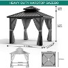 Garvee 10'x10' Outdoor Gazebo, Hardtop Double Roof Canopy with Netting and Curtains, Gazebo Galvanized Iron Aluminum Frame Garden Tent(Gray) - 2 of 4