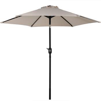 Sunnydaze Outdoor Aluminum Patio Table Umbrella with Polyester Canopy and Tilt and Crank Shade Control - 7.5'