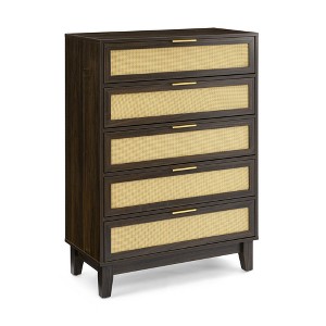 NicBex Rattan Dresser for Bedroom,Natural Style Drawers with Metal pulls,Dressers for Kids Room,Living Room,Entry and Hallway - 1 of 4