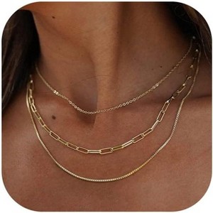 Layered Necklace Set for Women, 14K Gold/Silver Plated Multi-Pendant & Chain Collection - 1 of 4