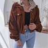 Coolmee Women's Cropped Shacket Fashion Button Down Corduroy Shacket Jackets Casual Long Sleeve Crop Jackets Tops - 2 of 3