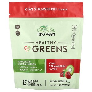 Terra Origin Healthy Greens, Kiwi Strawberry, 15 On-The-Go Packets, 0.37 oz (10.52 g) Each - 1 of 3