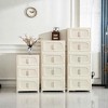 MAYEERTY 19.69" Side 5 Tiers Plastic Folding Stoarge Cabinet with Magnetic Door Wheels Cream White for Living Room - 4 of 4