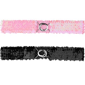 Allegra K Women's Halloween Skinny Stretchy Waist Belts Sequins Decor Slim Elastic Belts 2 Pcs - 1 of 4
