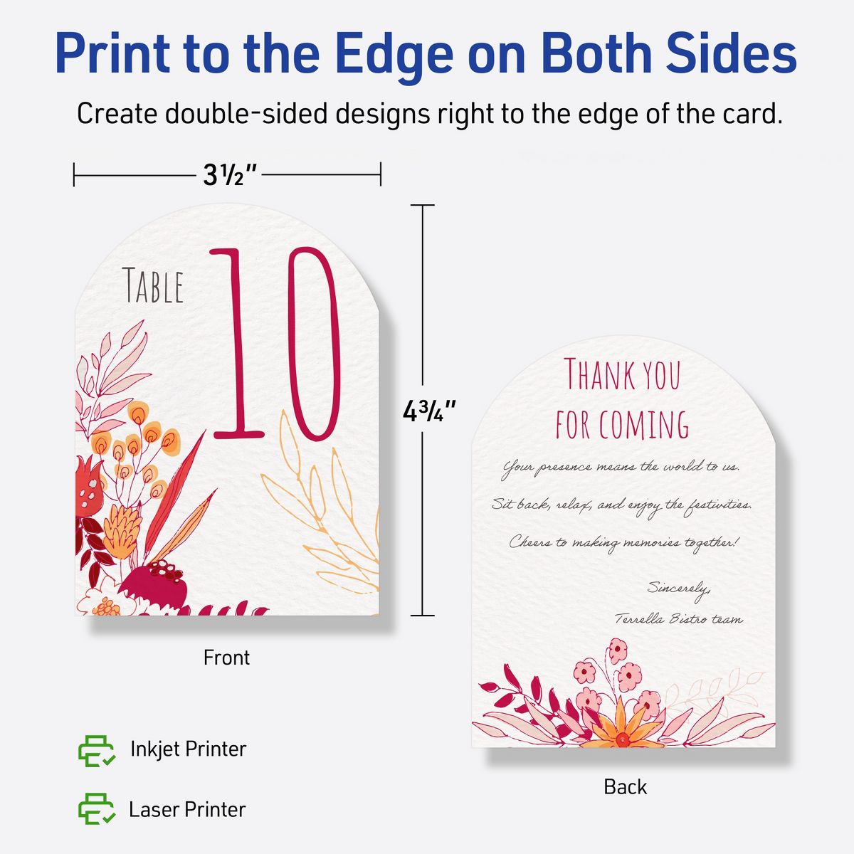 Avery Matte White Flat Cards, 4-3/4" x 3-1/2" Arched - thumbnail 6