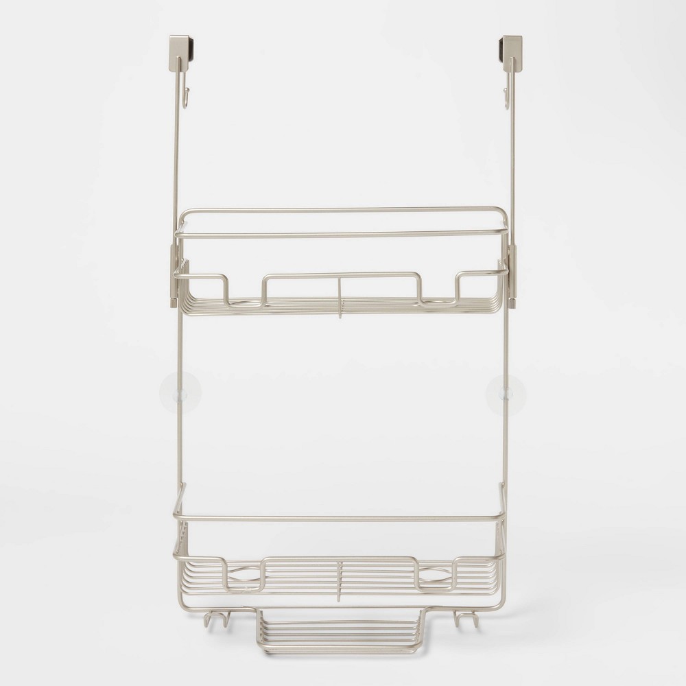 Photos - Bathroom Cabinet Over the Door Round Wire Shower Caddy Matte Satin - Threshold™: Bathroom Storage, Rust-Resistant Steel Organizer