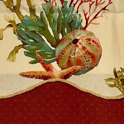 Oceanside Marine Life Scalloped Window Valance