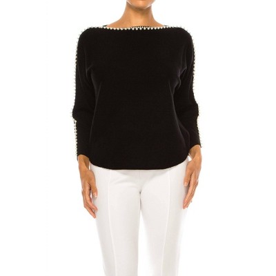Women's Liv Rhinestone Pearl Sweater - New Yorker's Apparel