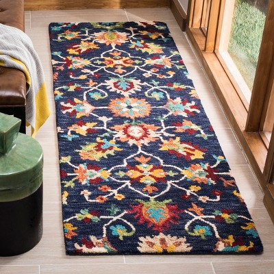 Handmade Tufted Wool Floral Rug in Red - 24" x 36"