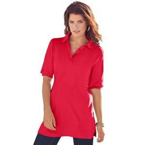 Roaman's Women's Plus Size Oversized Polo Tunic - 1 of 4