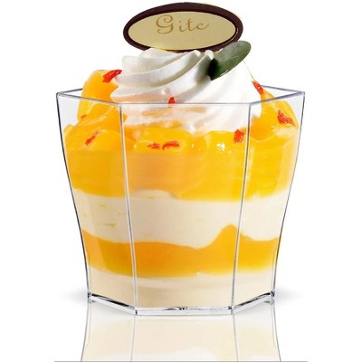 Clear Hexagon Disposable Plastic Dessert Cups - 20 Count