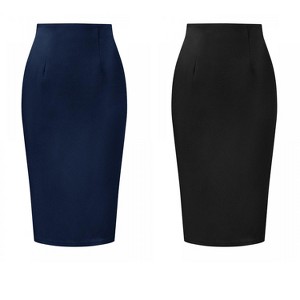 INSPIRE CHIC Women's Elegant High Wasit Split Hem Work Bodycon Pencil Skirt 2 Packs - 1 of 4