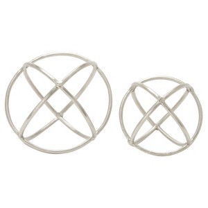 Olivia & May: Modern Reflections Nickel Finish Decorative Orb Silver 2pk : Aluminum, Indoor Tabletop Display - 1 of 4