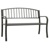 vidaXL Outdoor Patio Bench Garden Park Steel Bench for Outdoor Backyard Steel - Gray - 2 of 4