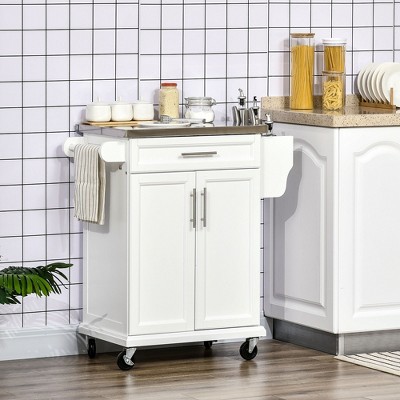 NicBex Mobile Kitchen Island Cart Morden Kitchen Carts on Wheels with Storage, 2 Cabinet Doors, 1 Drawer and Towal Rack for Kitchen