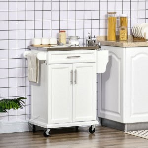 NicBex Mobile Kitchen Island Cart Morden Kitchen Carts on Wheels with Storage, 2 Cabinet Doors, 1 Drawer and Towal Rack for Kitchen - 1 of 4