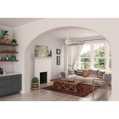 Margo 52" Textured White Ceiling Fan with Light Oak Blades and Remote