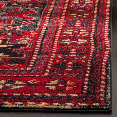 Vintage Red and Multi Synthetic Square Area Rug, 8'x8'