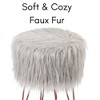 BirdRock Home Faux Fur Foot Stool Ottoman with Hair Pin Legs - Silver - 3 of 3