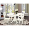 HomeStock 5-Piece Linen White Finish Solid Wood Top Dining table with 4 Chairs - 2 of 4