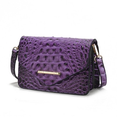MKF Collection Vanta Women's Crossbody Croc-Embossed Saddle Handbag by Mia K
